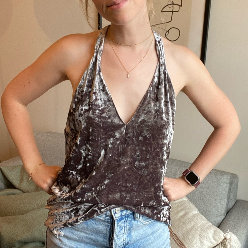 Zara slouchy velvet tank top blouse